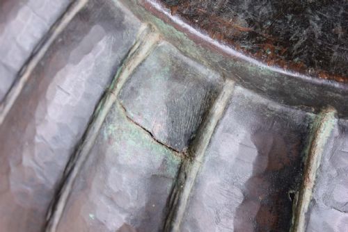 ANTIQUE COPPER TABLE BOWL 18TH CENTURY ITALIAN WINE CISTERN JARDINIERE - ADDITIONAL PHOTO 6