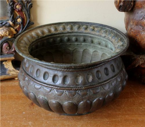ANTIQUE COPPER TABLE BOWL 18TH CENTURY ITALIAN WINE CISTERN JARDINIERE - ADDITIONAL PHOTO 13