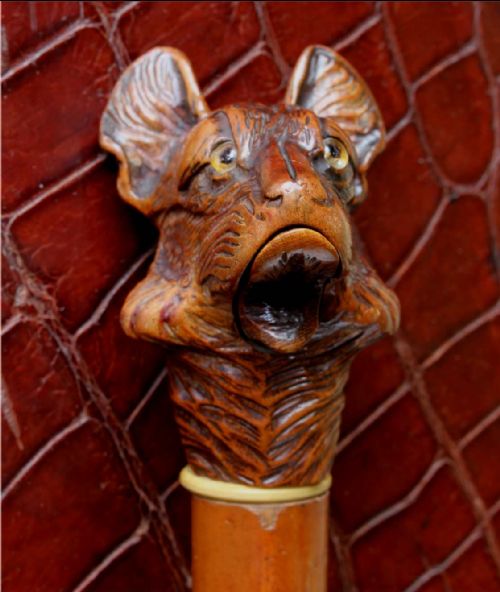 BLACK FOREST ARTICULATED ALSATIAN GERMAN SHEPHERD DOG WALKING STICK CANE - ADDITIONAL PHOTO 5