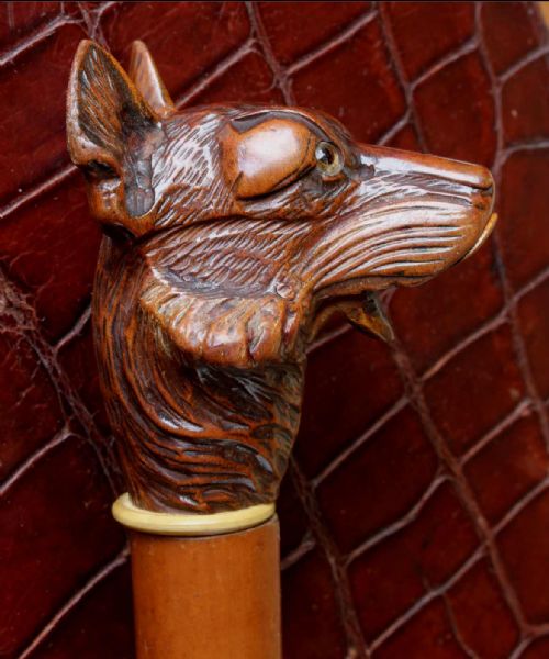 BLACK FOREST ARTICULATED ALSATIAN GERMAN SHEPHERD DOG WALKING STICK CANE - ADDITIONAL PHOTO 15