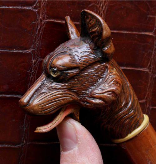 BLACK FOREST ARTICULATED ALSATIAN GERMAN SHEPHERD DOG WALKING STICK CANE - ADDITIONAL PHOTO 19