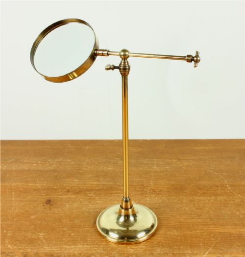 fig 1. Antique French Brass Adjustable Table Top Magnifying Lens By VN Siegel.