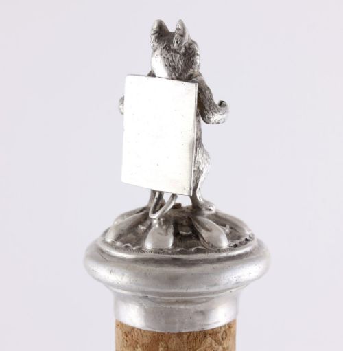 SILVER SANDWICH BOARD CAT WINE BOTTLE STOPPER VICTORIAN NOVELTY 1895 - ADDITIONAL PHOTO 1