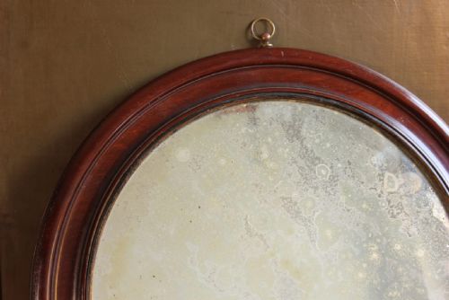ANTIQUE ROUND WALL MIRROR DECORATIVE WOOD VICTORIAN FOXED MIRROR PLATE - ADDITIONAL PHOTO 1