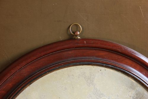 ANTIQUE ROUND WALL MIRROR DECORATIVE WOOD VICTORIAN FOXED MIRROR PLATE - ADDITIONAL PHOTO 2