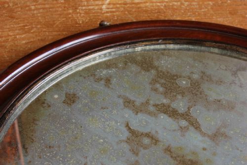 ANTIQUE ROUND WALL MIRROR DECORATIVE WOOD VICTORIAN FOXED MIRROR PLATE - ADDITIONAL PHOTO 7