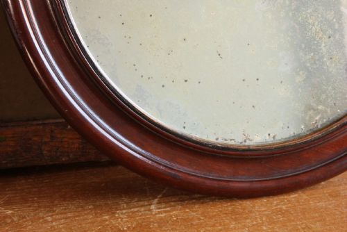 ANTIQUE ROUND WALL MIRROR DECORATIVE WOOD VICTORIAN FOXED MIRROR PLATE - ADDITIONAL PHOTO 9
