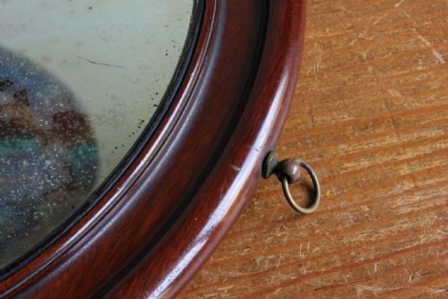 ANTIQUE ROUND WALL MIRROR DECORATIVE WOOD VICTORIAN FOXED MIRROR PLATE - ADDITIONAL PHOTO 10