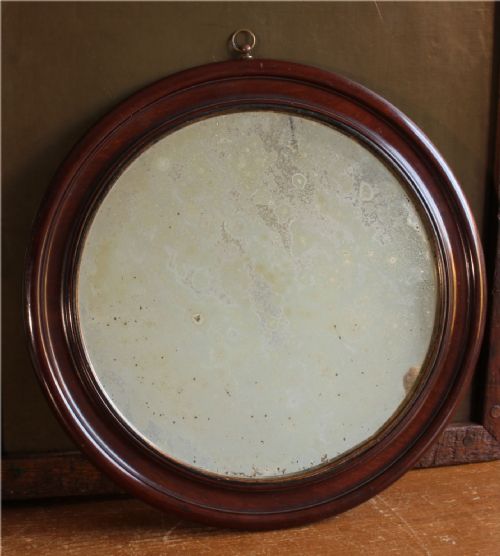 ANTIQUE ROUND WALL MIRROR DECORATIVE WOOD VICTORIAN FOXED MIRROR PLATE - ADDITIONAL PHOTO 14