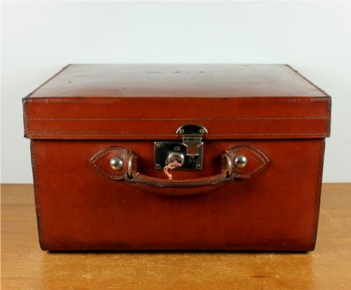ANTIQUE LARGE LEATHER MULTI TOP HAT BOX CASE HATTER SCOTT CO WAA - ADDITIONAL PHOTO 1