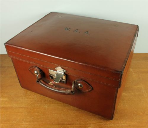 ANTIQUE LARGE LEATHER MULTI TOP HAT BOX CASE HATTER SCOTT CO WAA - ADDITIONAL PHOTO 2