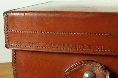 ANTIQUE LARGE LEATHER MULTI TOP HAT BOX CASE HATTER SCOTT CO WAA - ADDITIONAL PHOTO 6