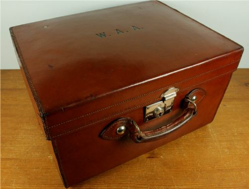 ANTIQUE LARGE LEATHER MULTI TOP HAT BOX CASE HATTER SCOTT CO WAA - ADDITIONAL PHOTO 8