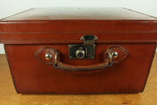 ANTIQUE LARGE LEATHER MULTI TOP HAT BOX CASE HATTER SCOTT CO WAA - ADDITIONAL PHOTO 9