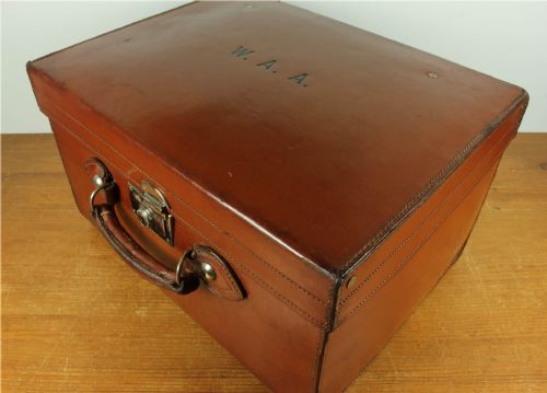 ANTIQUE LARGE LEATHER MULTI TOP HAT BOX CASE HATTER SCOTT CO WAA - ADDITIONAL PHOTO 13