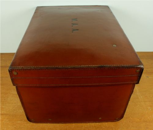ANTIQUE LARGE LEATHER MULTI TOP HAT BOX CASE HATTER SCOTT CO WAA - ADDITIONAL PHOTO 14