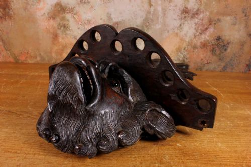 ANTIQUE GROTESQUE FACE WALL SHELF 19TH CENTURY WOOD DEMON PIPE RACK - ADDITIONAL PHOTO 9