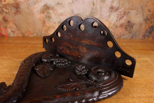 ANTIQUE GROTESQUE FACE WALL SHELF 19TH CENTURY WOOD DEMON PIPE RACK - ADDITIONAL PHOTO 11