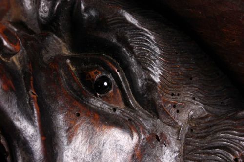 ANTIQUE GROTESQUE FACE WALL SHELF 19TH CENTURY WOOD DEMON PIPE RACK - ADDITIONAL PHOTO 13