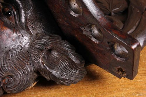 ANTIQUE GROTESQUE FACE WALL SHELF 19TH CENTURY WOOD DEMON PIPE RACK - ADDITIONAL PHOTO 16