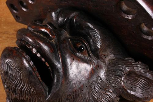 ANTIQUE GROTESQUE FACE WALL SHELF 19TH CENTURY WOOD DEMON PIPE RACK - ADDITIONAL PHOTO 18