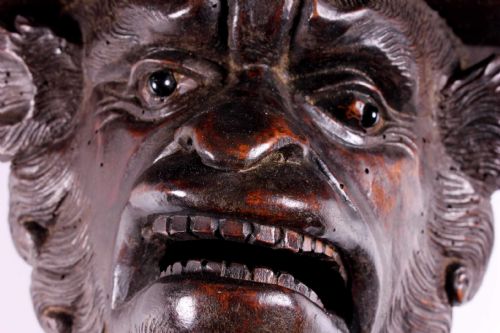 ANTIQUE GROTESQUE FACE WALL SHELF 19TH CENTURY WOOD DEMON PIPE RACK - ADDITIONAL PHOTO 20