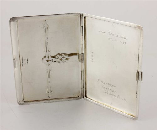 SILVER ROYAL NAVY WW2 CIGARETTE CASE MILITARY SOUTH AFRICAN NAVAL FORCE - ADDITIONAL PHOTO 4