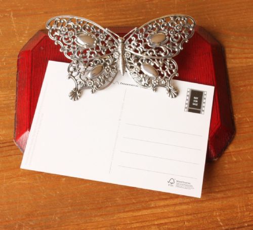 VICTORIAN SILVER BUTTERFLY NOVELTY STATIONERY PAPER CLIP 1895 HINGED DESK TIDY - ADDITIONAL PHOTO 1