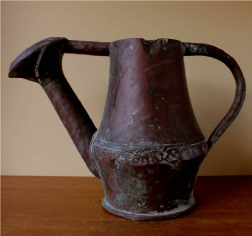 fig 1. French Large Rose Copper Arrosoir. Garden Watering Can. c1800.
