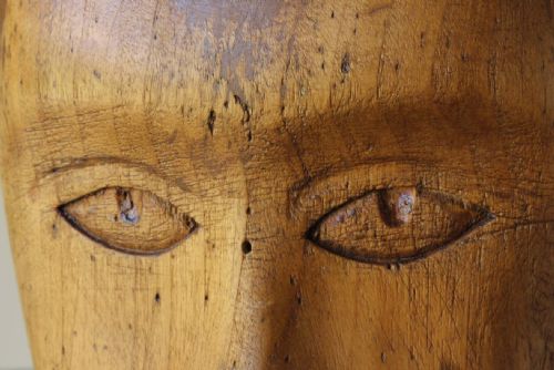 WOOD HEAD FACE HAT BLOCK ANTIQUE FRENCH MILLINERS MANNEQUIN WIG DISPLAY - ADDITIONAL PHOTO 5