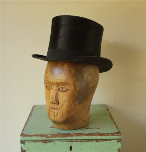 WOOD HEAD FACE HAT BLOCK ANTIQUE FRENCH MILLINERS MANNEQUIN WIG DISPLAY - ADDITIONAL PHOTO 6