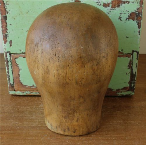 WOOD HEAD FACE HAT BLOCK ANTIQUE FRENCH MILLINERS MANNEQUIN WIG DISPLAY - ADDITIONAL PHOTO 14