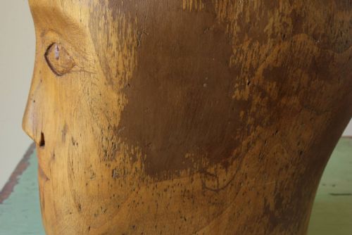 WOOD HEAD FACE HAT BLOCK ANTIQUE FRENCH MILLINERS MANNEQUIN WIG DISPLAY - ADDITIONAL PHOTO 21