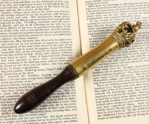 Georgian Brass & Wood Tipstaff. Antique Crown Court Warrant Issuer.