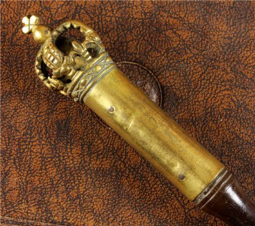 fig 1. Georgian Brass & Wood Tipstaff. Antique Crown Court Warrant Issuer.