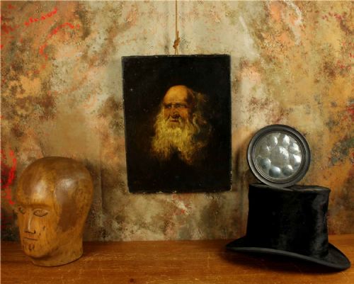 ANTIQUE BEARDED GENTLEMAN OIL PAINTING OLD MAN BEARD PORTRAIT 1913 - ADDITIONAL PHOTO 2