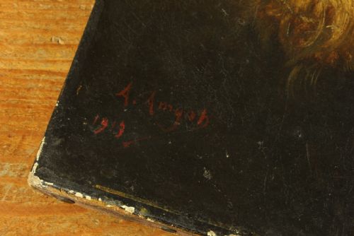 ANTIQUE BEARDED GENTLEMAN OIL PAINTING OLD MAN BEARD PORTRAIT 1913 - ADDITIONAL PHOTO 4