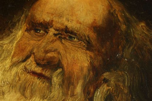 ANTIQUE BEARDED GENTLEMAN OIL PAINTING OLD MAN BEARD PORTRAIT 1913 - ADDITIONAL PHOTO 6