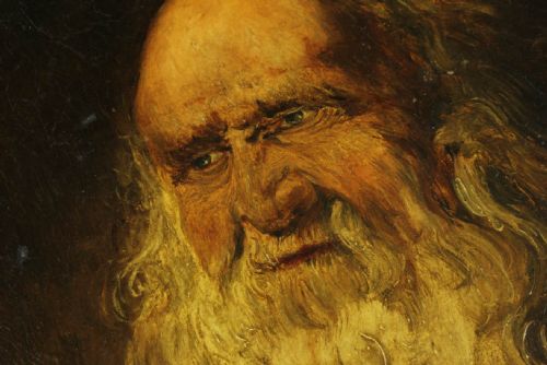 ANTIQUE BEARDED GENTLEMAN OIL PAINTING OLD MAN BEARD PORTRAIT 1913 - ADDITIONAL PHOTO 9