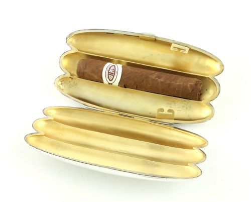 SILVER CIGAR CASE 3 CIGARS TUBE POCKET HUMIDOR ZIMMERMAN 1903 - ADDITIONAL PHOTO 1