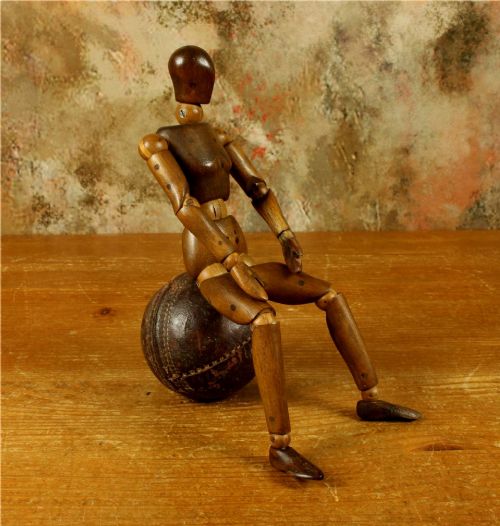 fig 2. Antique Italian Artist Lay Figure. Small Wood Articulated Mannequin Doll.