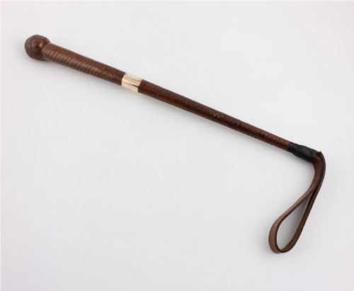 Antique Brigg Leather Whip. 12ct Gold Riding Crop. Duke of Portland 1917.