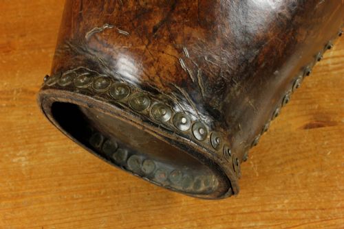 fig 3. Antique Leather Fire Bucket. Hepburn and Gale Studded Paper Basket.