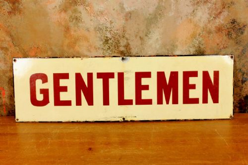 ANTIQUE ENAMEL GENTLEMEN SIGN VICTORIAN NER TRAIN STATION METAL SIGN - ADDITIONAL PHOTO 12