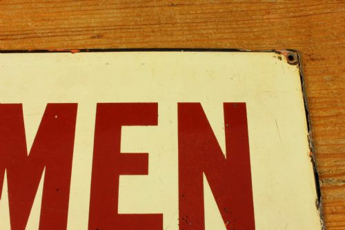 ANTIQUE ENAMEL GENTLEMEN SIGN VICTORIAN NER TRAIN STATION METAL SIGN - ADDITIONAL PHOTO 14