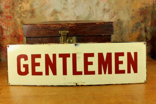 ANTIQUE ENAMEL GENTLEMEN SIGN VICTORIAN NER TRAIN STATION METAL SIGN - ADDITIONAL PHOTO 18