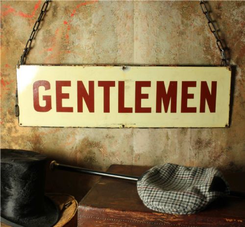 ANTIQUE ENAMEL GENTLEMEN SIGN VICTORIAN NER TRAIN STATION METAL SIGN - ADDITIONAL PHOTO 19