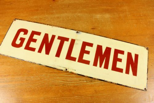 ANTIQUE ENAMEL GENTLEMEN SIGN VICTORIAN NER TRAIN STATION METAL SIGN - ADDITIONAL PHOTO 20
