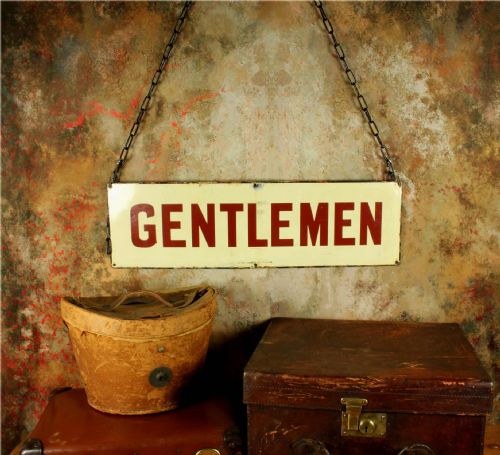 ANTIQUE ENAMEL GENTLEMEN SIGN VICTORIAN NER TRAIN STATION METAL SIGN - ADDITIONAL PHOTO 23