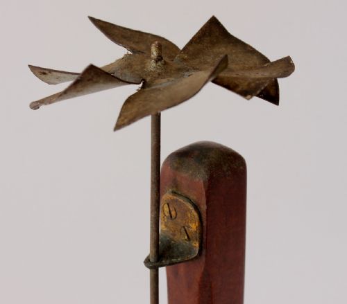 FOLK ART WOOD CUTTER WHIRLIGIG HAND MADE WIND TOY SAWING MAN 1932 - ADDITIONAL PHOTO 8